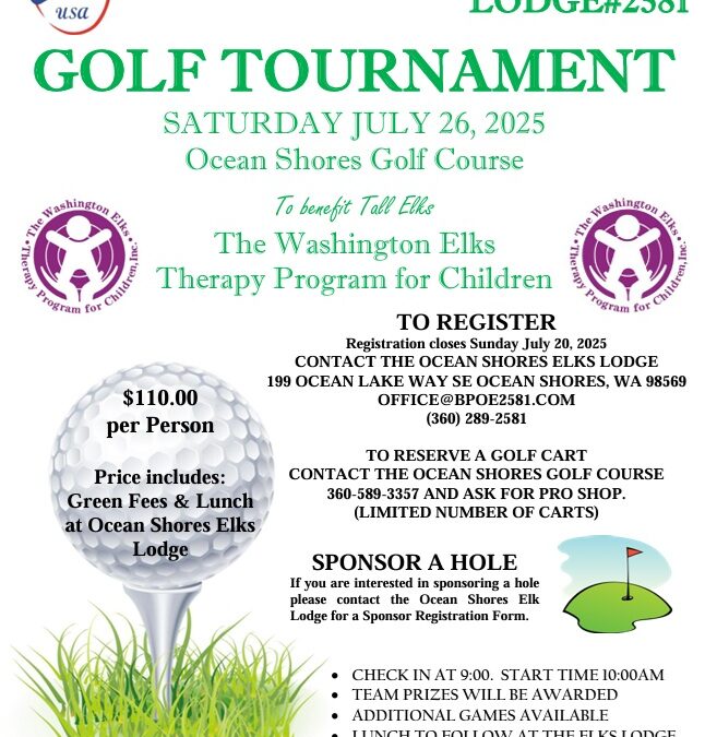 Ocean Shores Elks Lodge Golf Tournament for WA State Therapy Program for Children