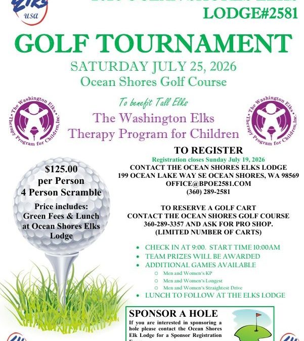 Ocean Shores – Golf Tournament for Tall Elks Washington State Therapy Program for Children
